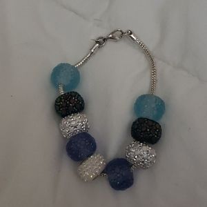 925 sterling silver snake chain bracelet with blue